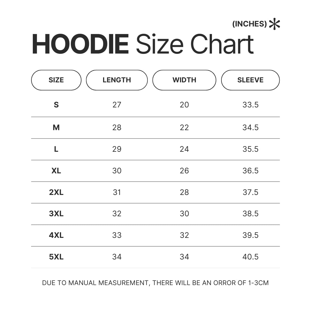 Hoodie Size Chart - Killswitch Engage Merch